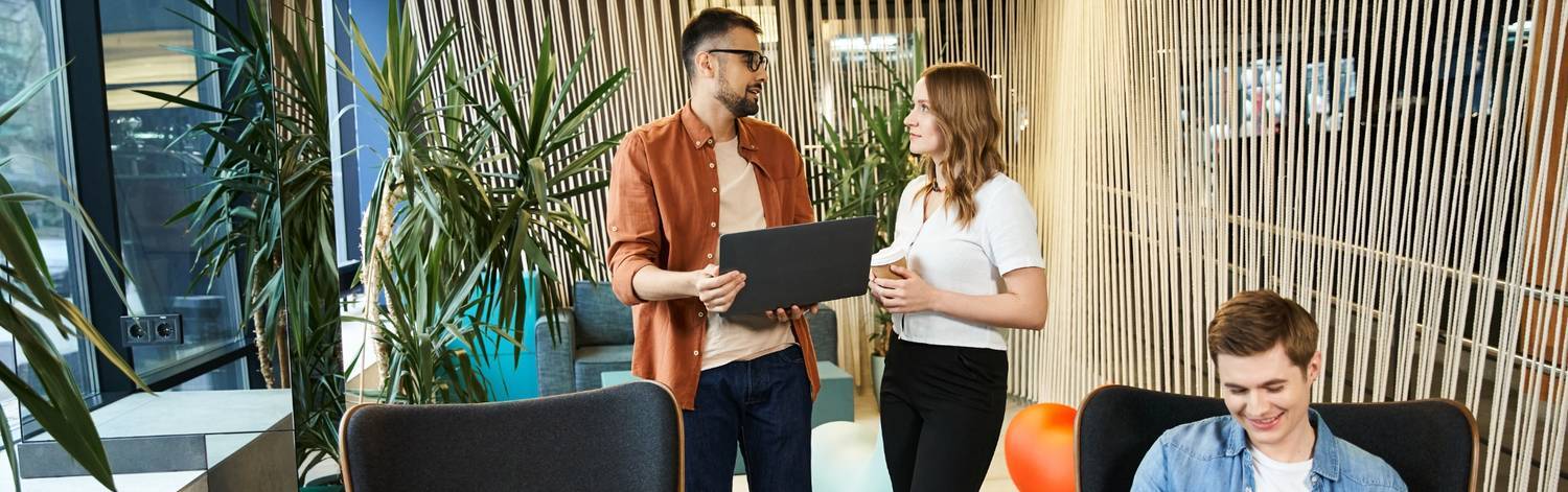 Informal office exchange – executive search consultant discussing CFO placement with candidate